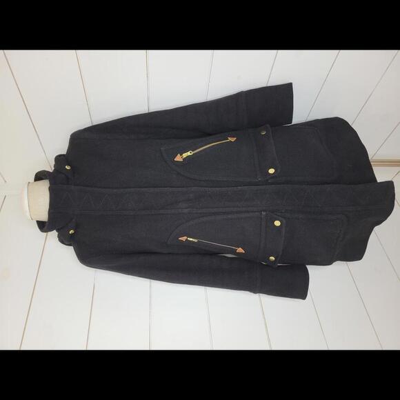 J. Crew Jackets & Blazers - J Crew by Nello Gori size 6 Tall beautiful black hooded wool blend coat